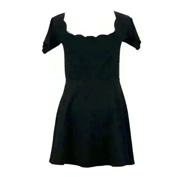 Nine Britton Black Off Shoulder Scallop Neck Mini Dress Made in USA Size Medium - Picture 7 of 7